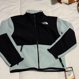 Kids The North Face Black and Light Blue Fleece Jacket kids medium size 10
